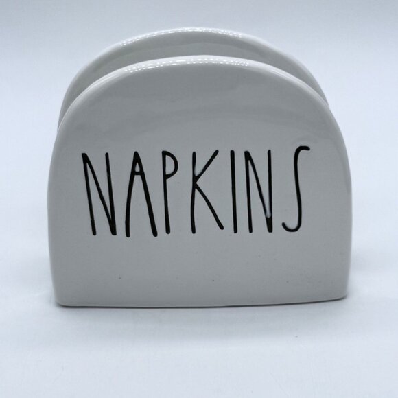 Ceramic Brighter Barns White  Napkin Holder With "Napkins" in Black Text - Picture 1 of 7